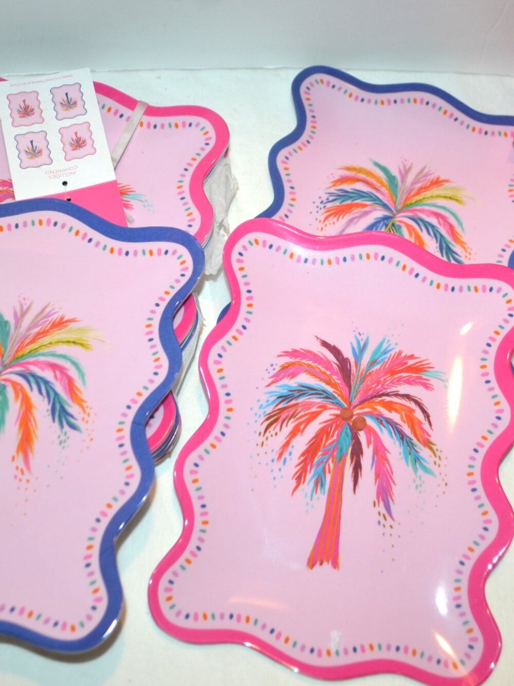 Eight Palm Tree Plates NWT Salad Appetizer Desert Indoor Outdoor